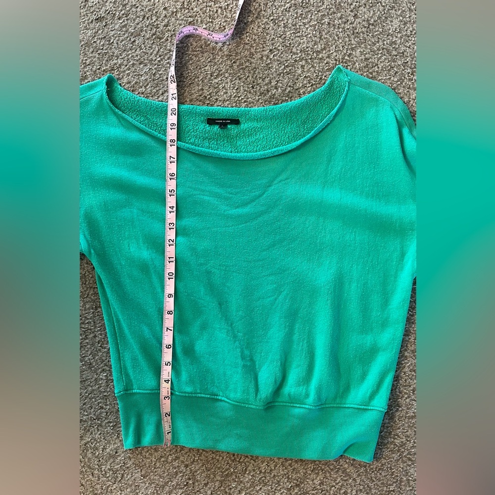 Carbon38 Off Shoulder French Terry Sweatshirt - Green, size Small - Picture 5 of 12
